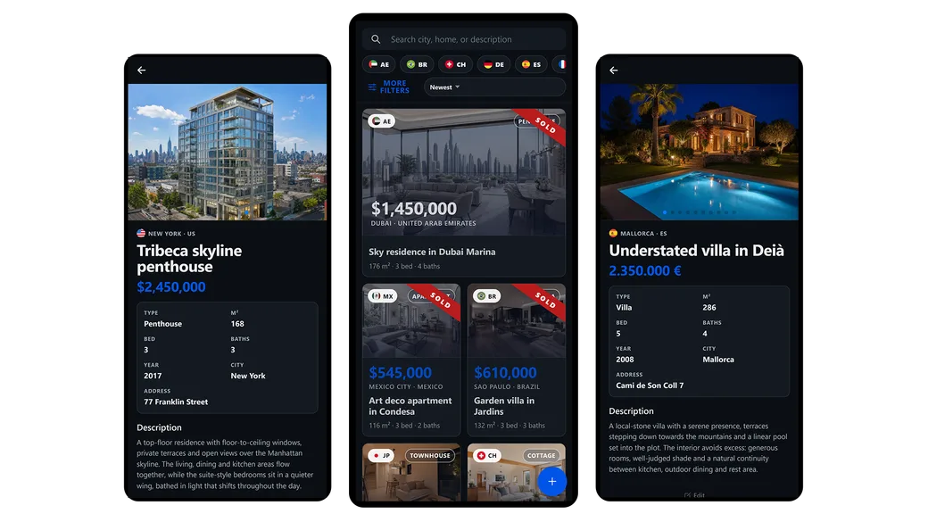Real estate panel in Bank Account Simulator