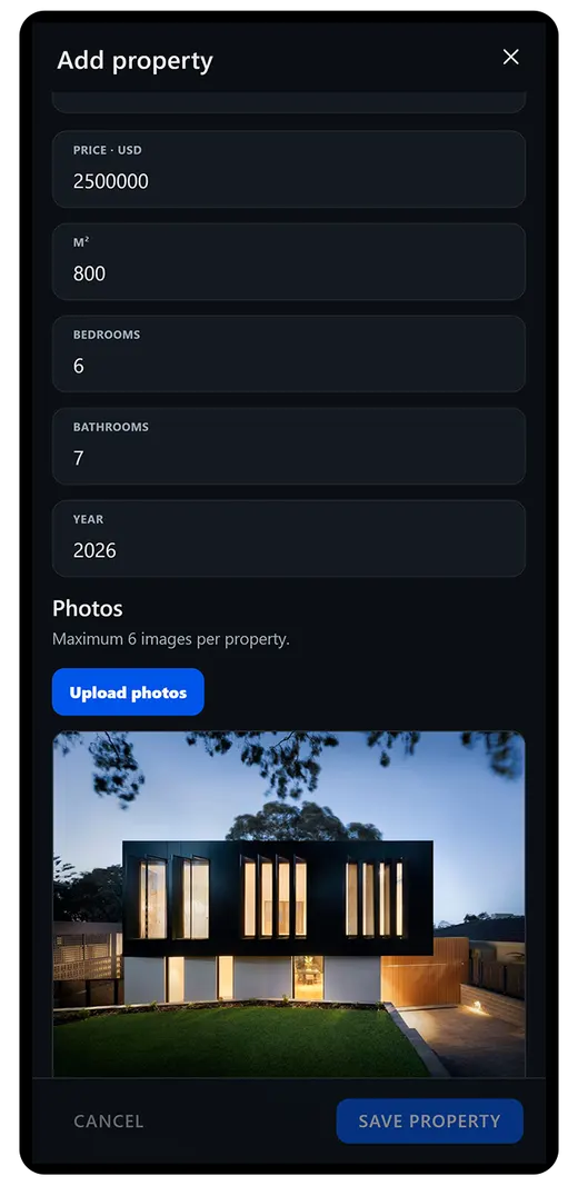 Form to create a custom property