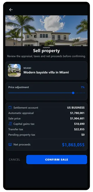 Property sale estimate with the appraised price and taxes